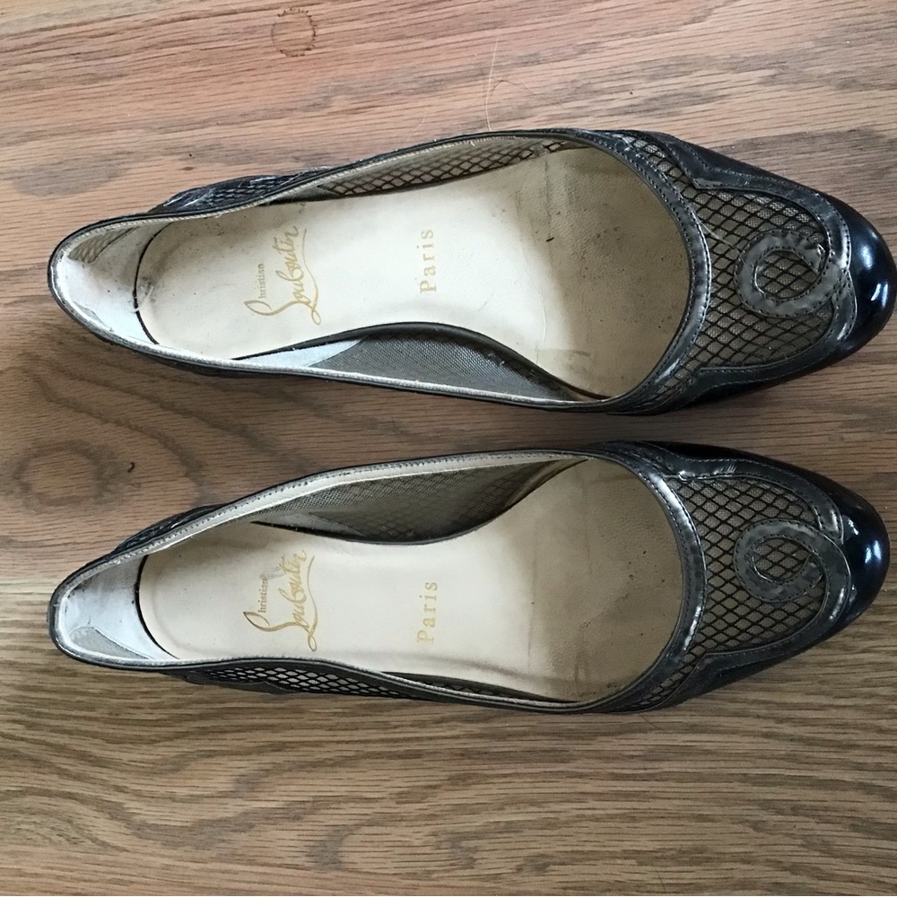 Christian Louboutin Black Mesh Flats